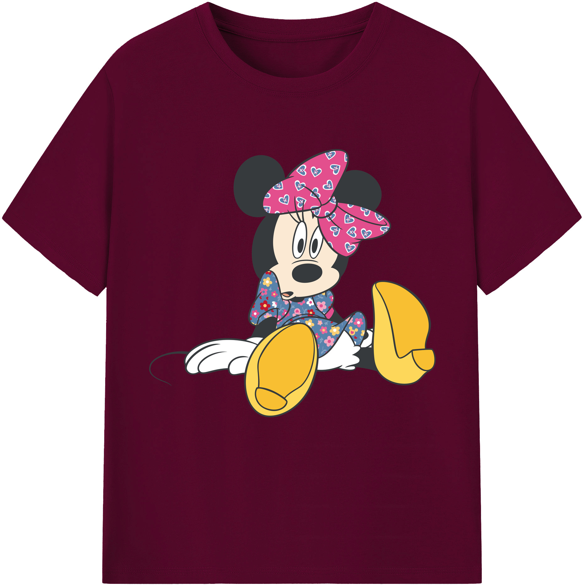 （画像用） ミッキーマウス Mickey Mouse レディースカジュアルプリントTシャツ（綿100％）